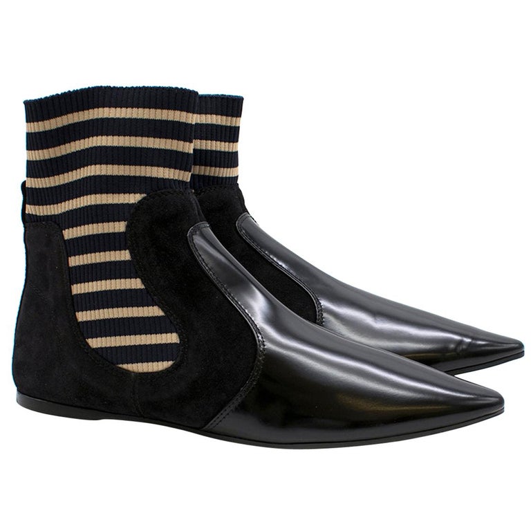 Acne Studios Amalee Stripedinsert Leather Ankle Boots 40 For Sale at
