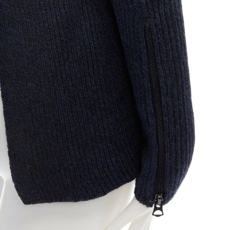 ACNE STUDIOS ARCHIVE dark blue split open back ribbed knitted sweater top 5