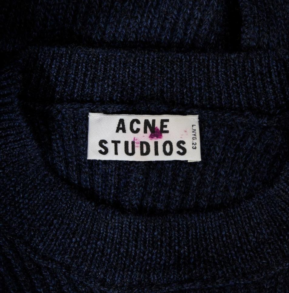 ACNE STUDIOS ARCHIVE dark blue split open back ribbed knitted sweater top 6