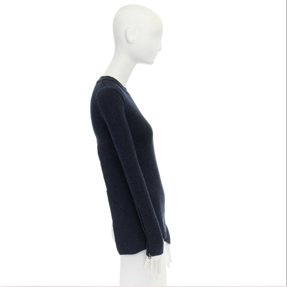 Women's ACNE STUDIOS ARCHIVE dark blue split open back ribbed knitted sweater top