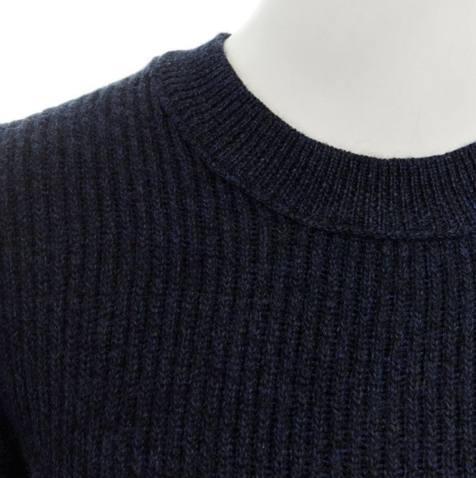ACNE STUDIOS ARCHIVE dark blue split open back ribbed knitted sweater top 2