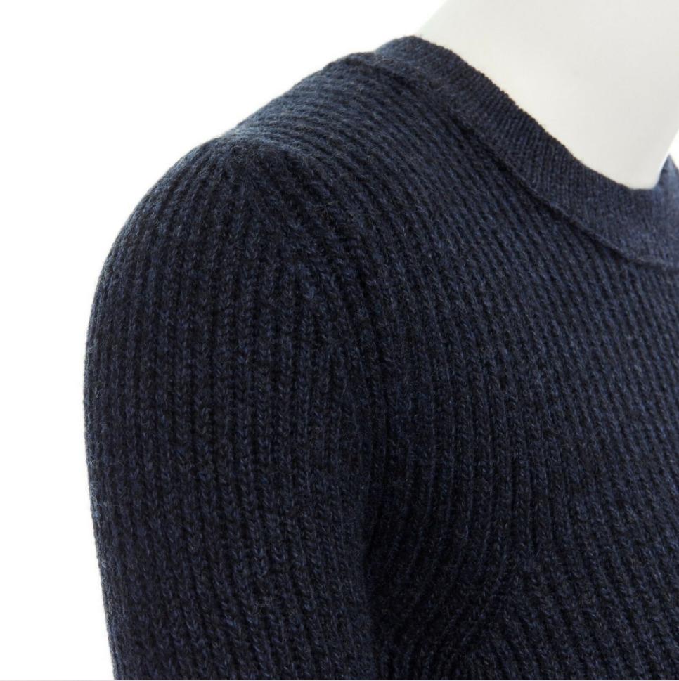ACNE STUDIOS ARCHIVE dark blue split open back ribbed knitted sweater top 3