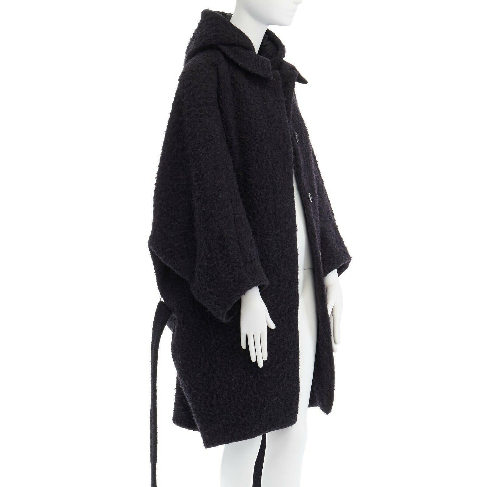 ACNE STUDIOS AW11 Sylvia black wool blend belted voluminous oversized coat FR34S In Excellent Condition In Hong Kong, NT