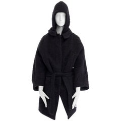 ACNE STUDIOS AW11 Sylvia black wool blend belted voluminous oversized coat FR34S