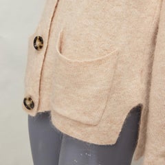ACNE STUDIOS beige alpaca wool blend patch pocket large button front cardigan XS