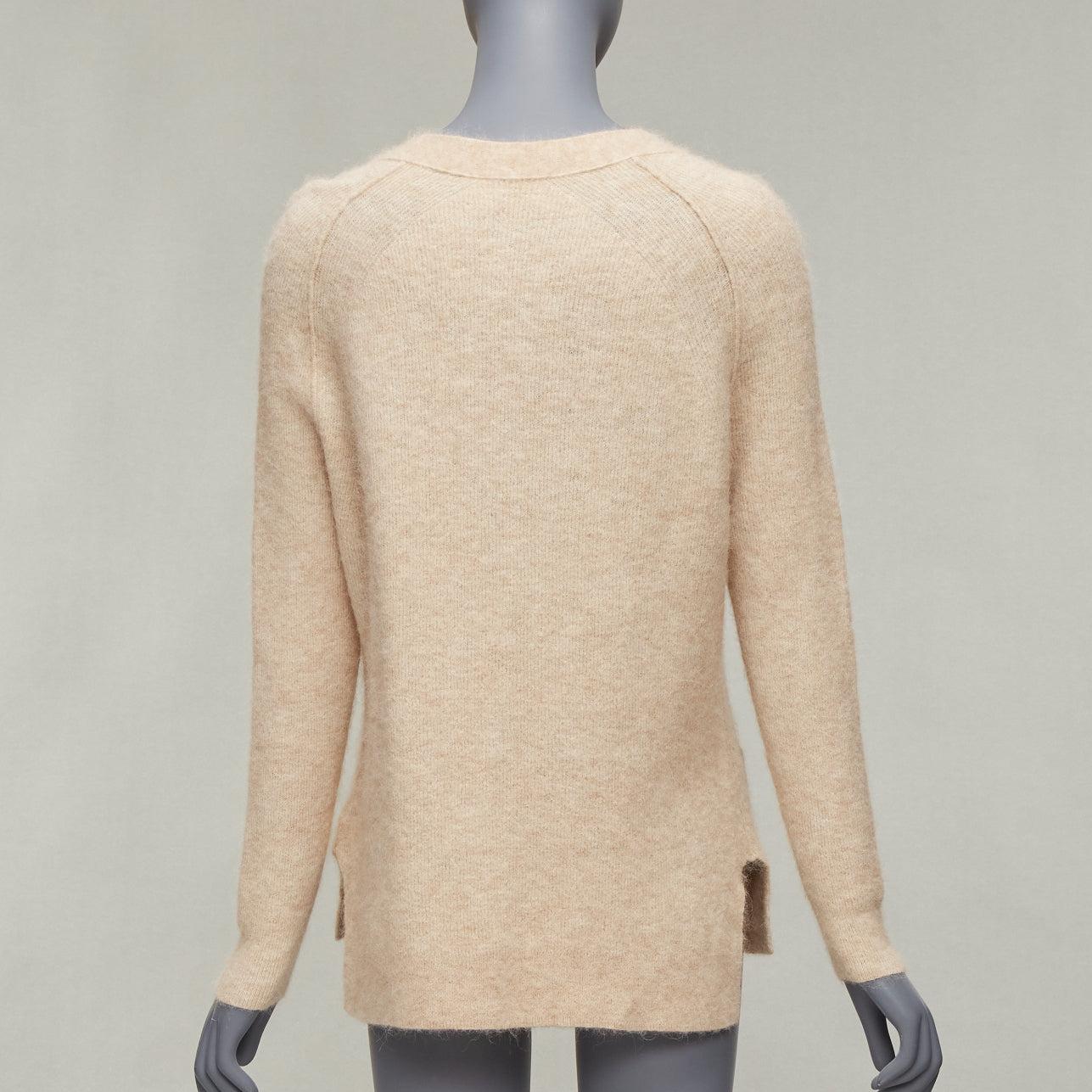 ACNE STUDIOS beige alpaca wool blend patch pocket large button front cardigan XS For Sale 1