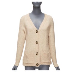 ACNE STUDIOS beige Alpaka-Wollmischung aufgesetzte Tasche große Knopfleiste Strickjacke XS