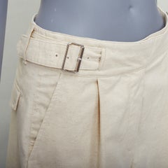 ACNE STUDIOS beige cotton linen pleat buckled belted shorts FR34 XS