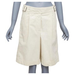 ACNE STUDIOS beige cotton linen pleat buckled belted shorts FR34 XS