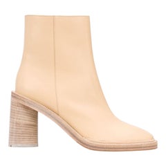 Acne Studios Botas de piel con tacón en bloque beige (37 UE)