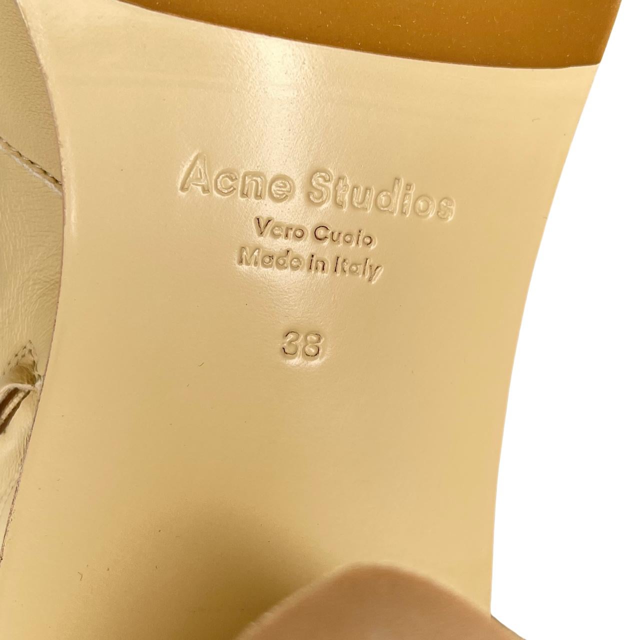 Women's Acne Studios Beige Leather Block Heel Boots (38 EU) For Sale