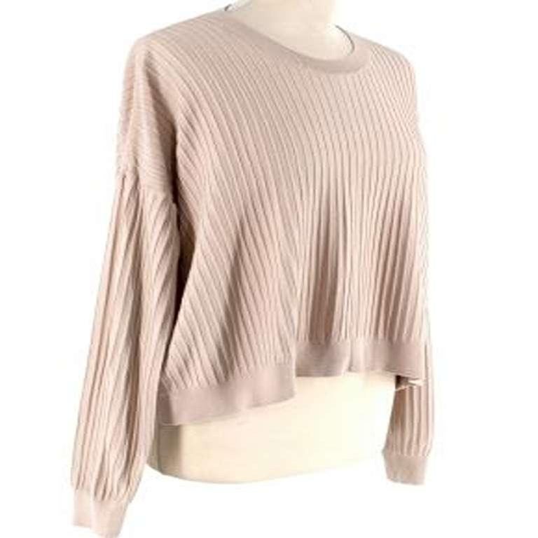 Acne Studios Beige Nude Ribbed Round Neck Sweater For Sale at 1stDibs