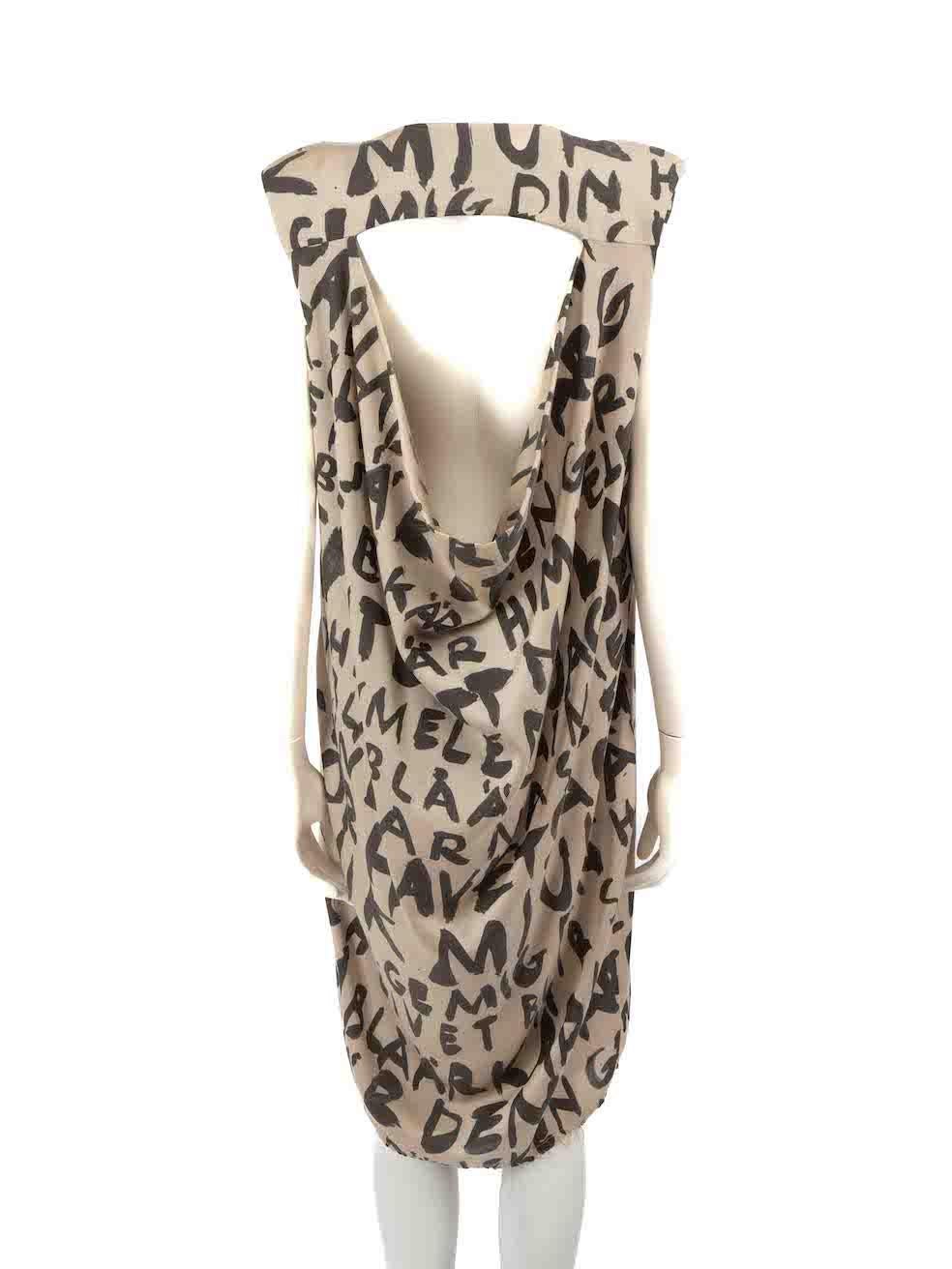Acne Studios Beige Printed Cut-Out Shift Dress Size L In Good Condition For Sale In London, GB
