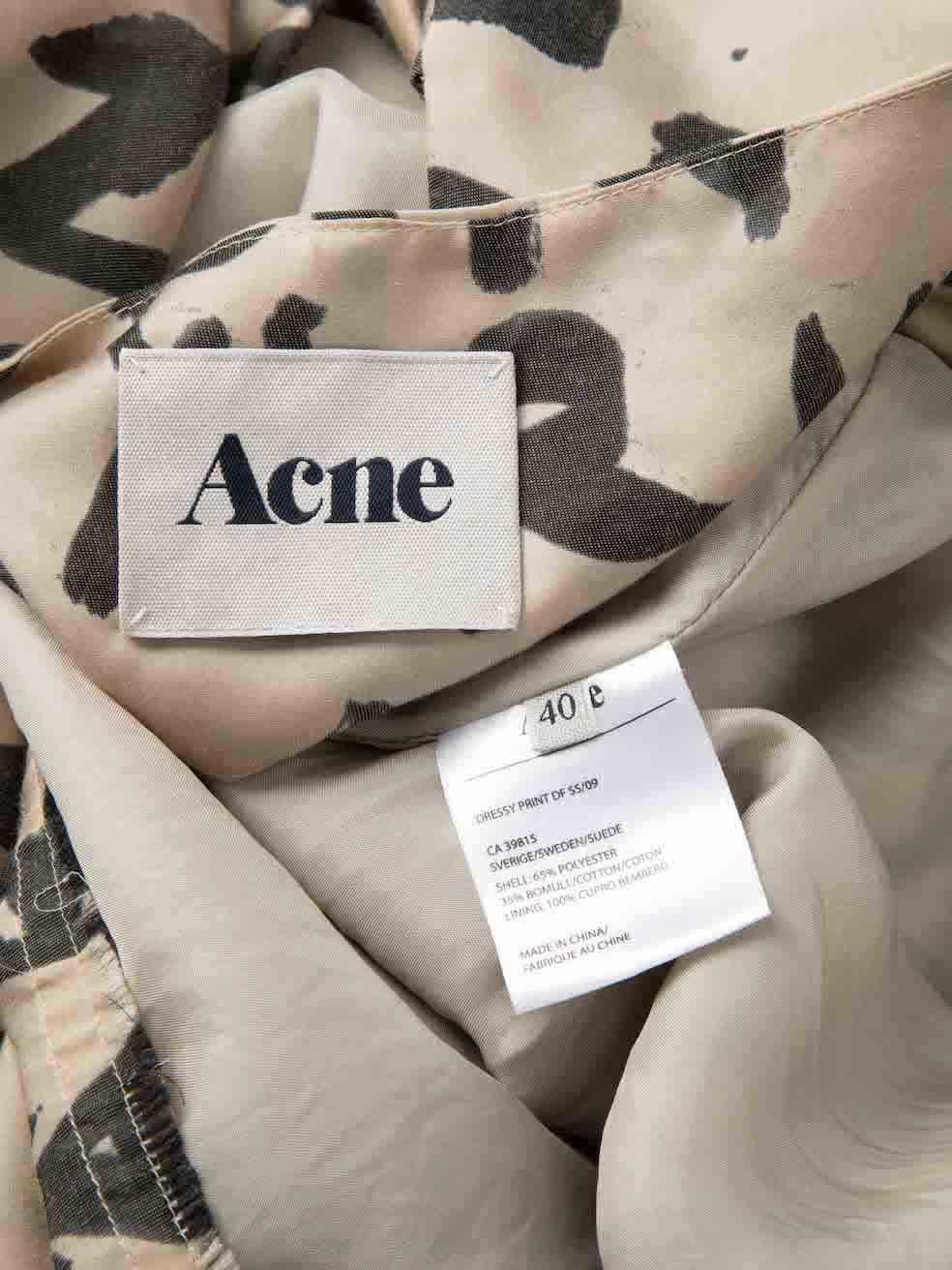 Acne Studios Beige Printed Cut-Out Shift Dress Size L For Sale 1
