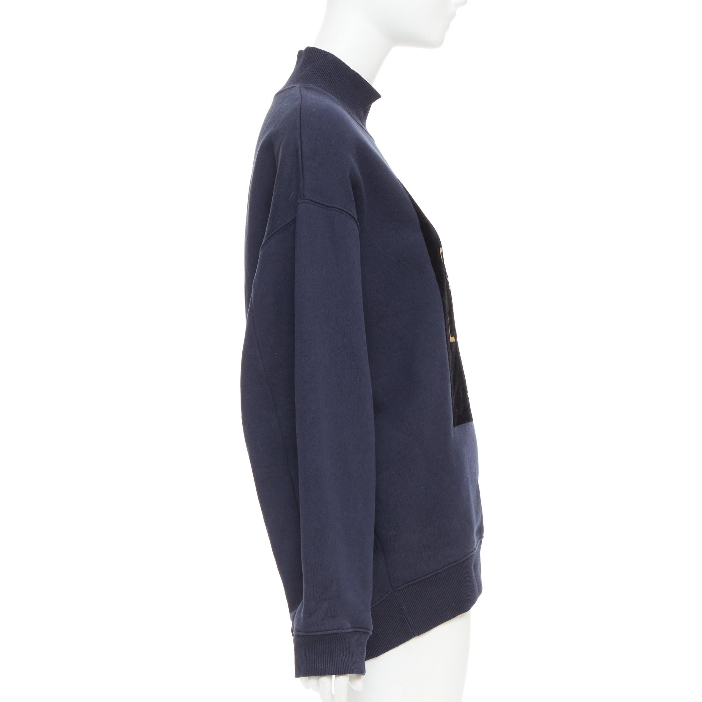 Nero Studio A Beta Double Flock, maglione con logo stampato in blu XS in vendita