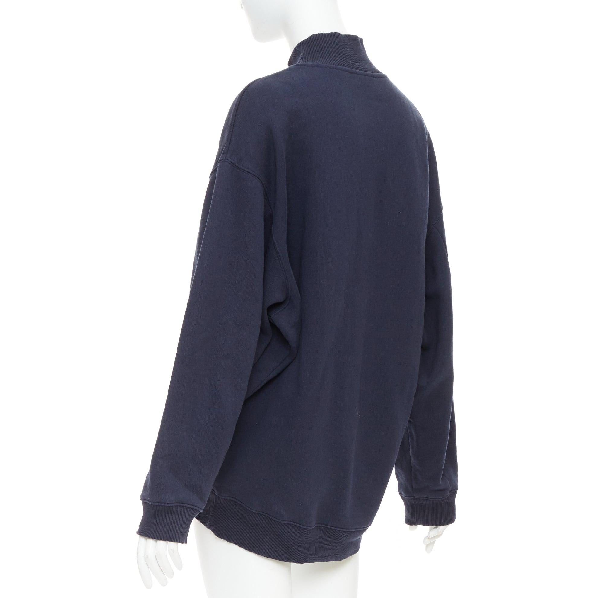 Donna Studio A Beta Double Flock, maglione con logo stampato in blu XS in vendita