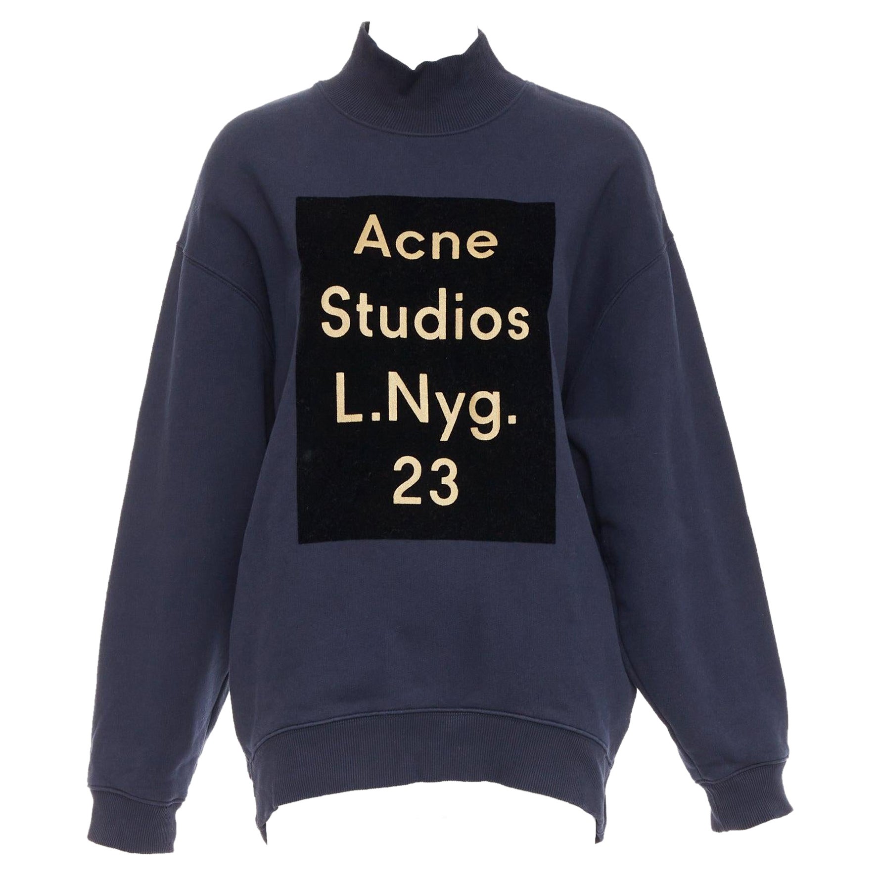 Studio A Beta Double Flock, maglione con logo stampato in blu XS in vendita