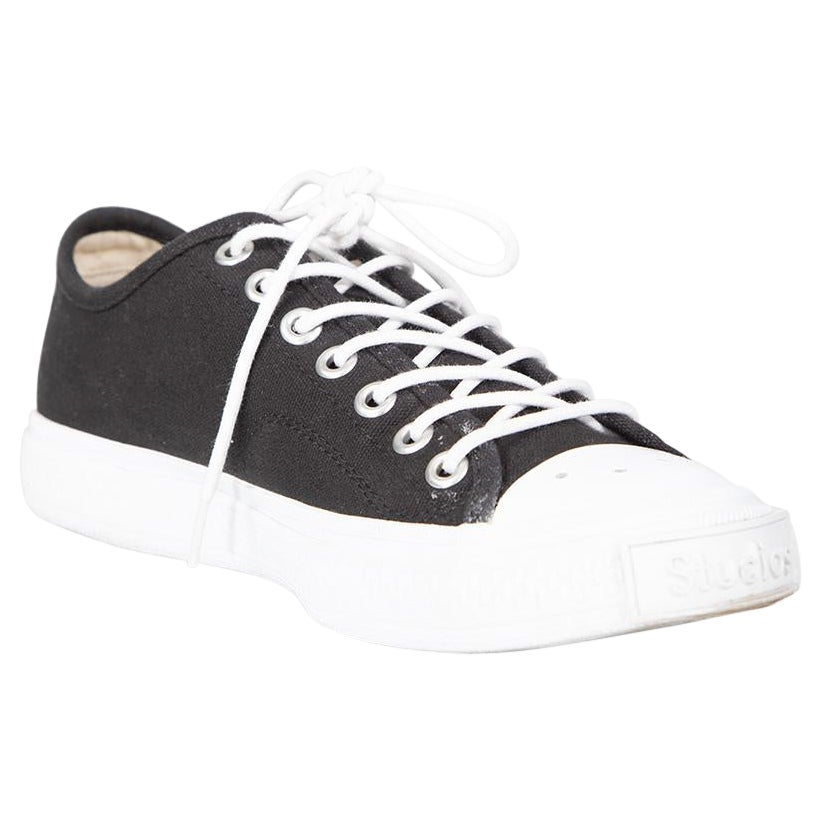 Acne Studios Noir Lace Up Cap Toe Ballow Trainers Size IT 38