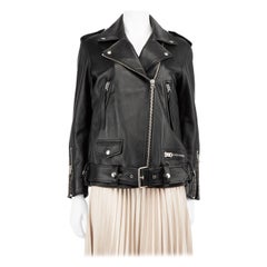 Acne Studios Black Leather Biker Oversized Jacket Size XXS