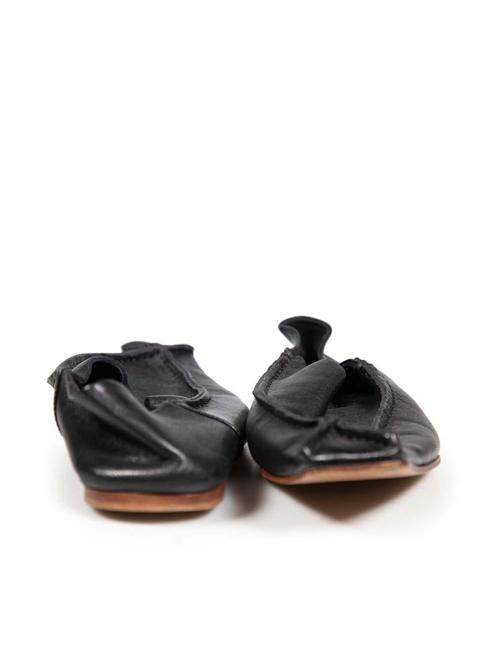 Acne Studios Black Leather Flat Shoes Size IT 38 In Good Condition For Sale In London, GB