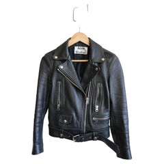 Acne Studios Black Leather Moto Jacket, Size 34, Good Condition