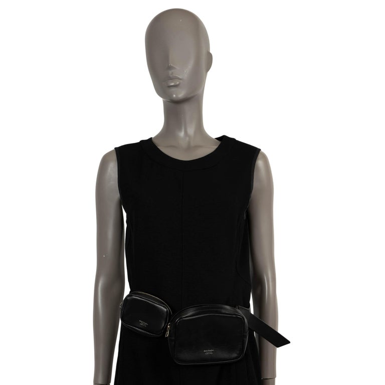 ACNE STUDIOS black leather MUSUBI DOUBLE Belt Bag For Sale at 1stDibs
