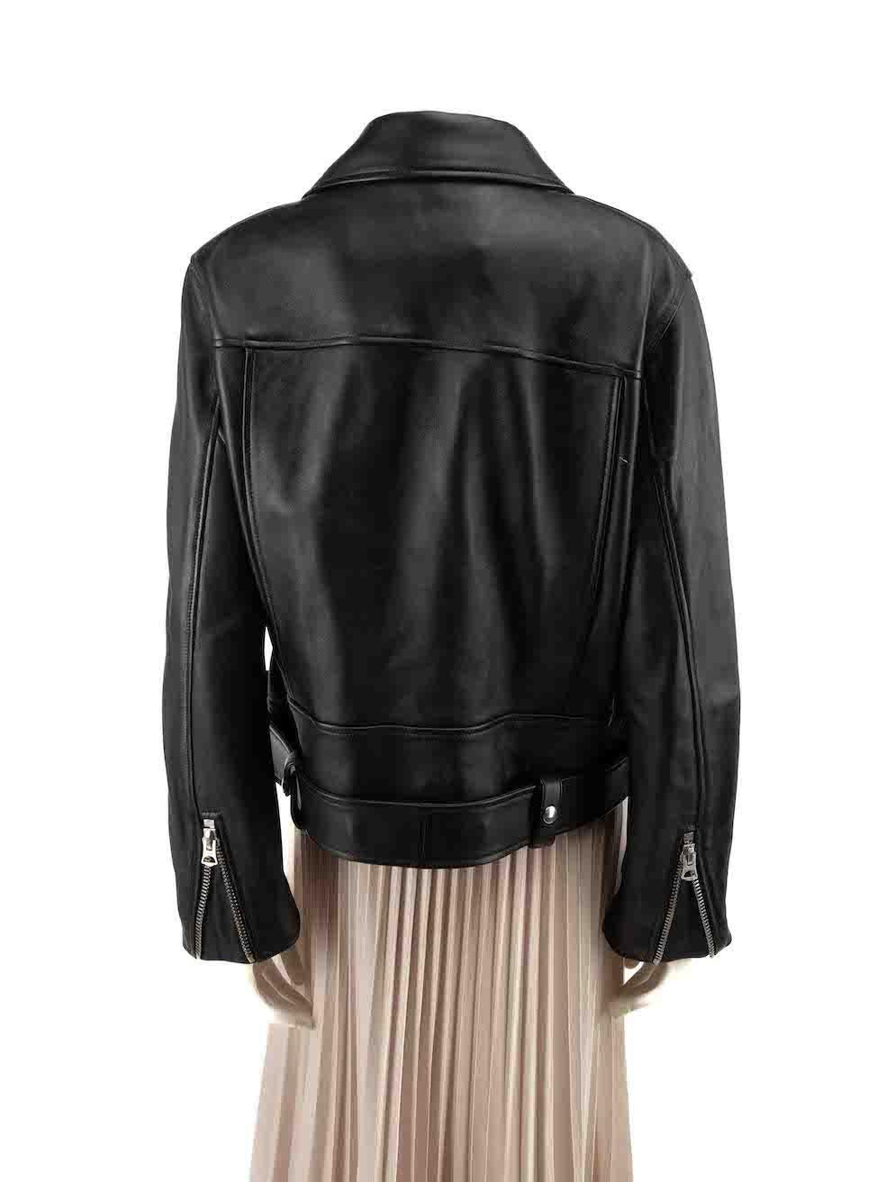 Acne Studios Black Leather New Merlyn Biker Jacket Size L In New Condition In London, GB