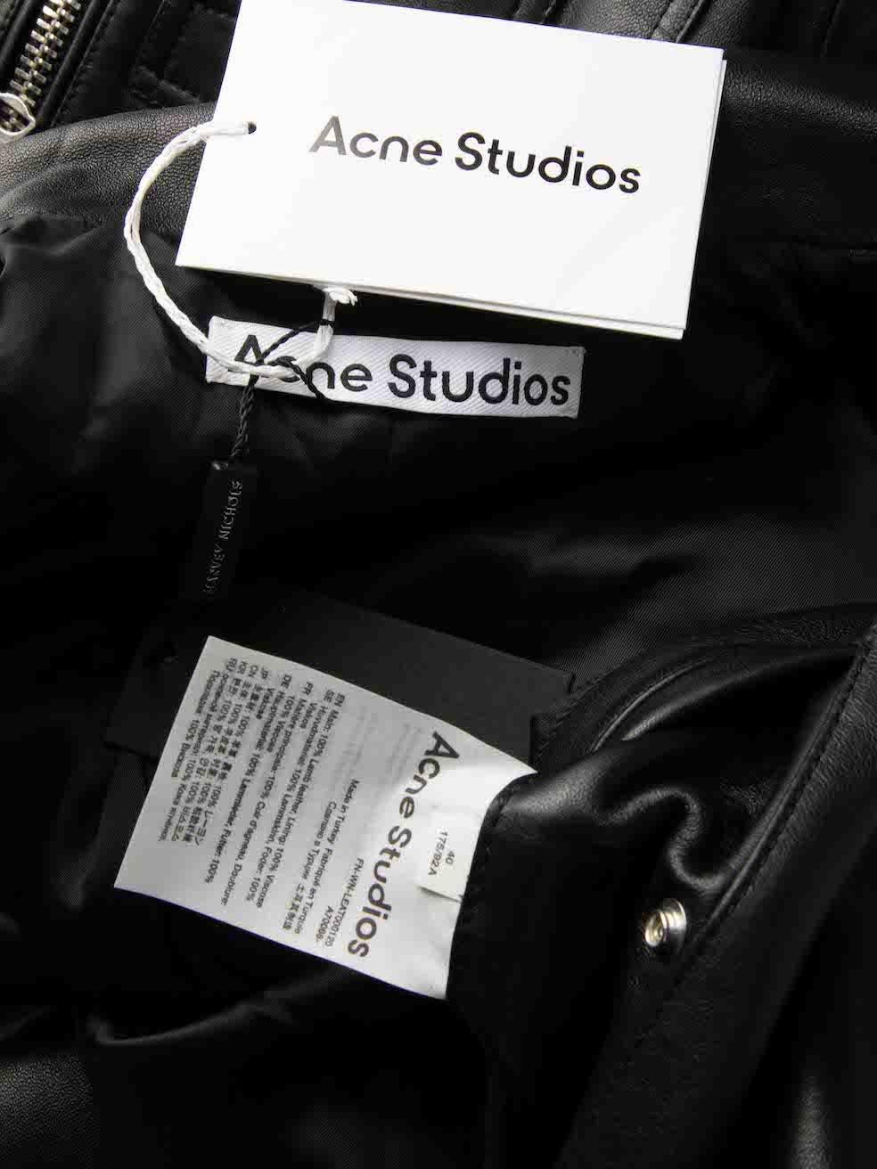 Women's Acne Studios Black Leather New Merlyn Biker Jacket Size L