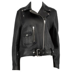 Acne Studios Black Leather New Merlyn Biker Jacket Size L