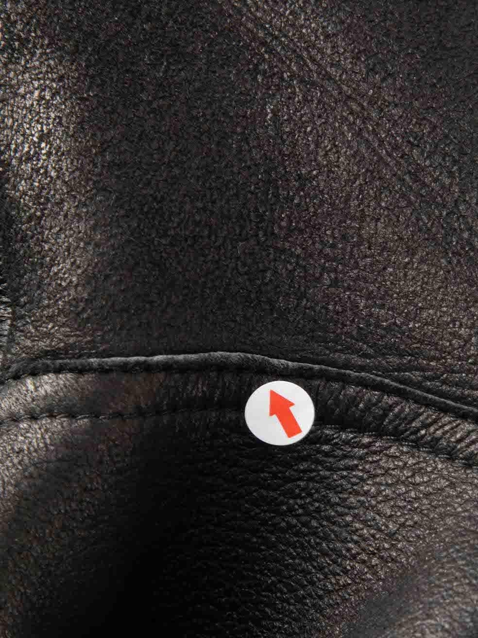 Women's Acne Studios Black Leather Shearling Biker Jacket Size M For Sale