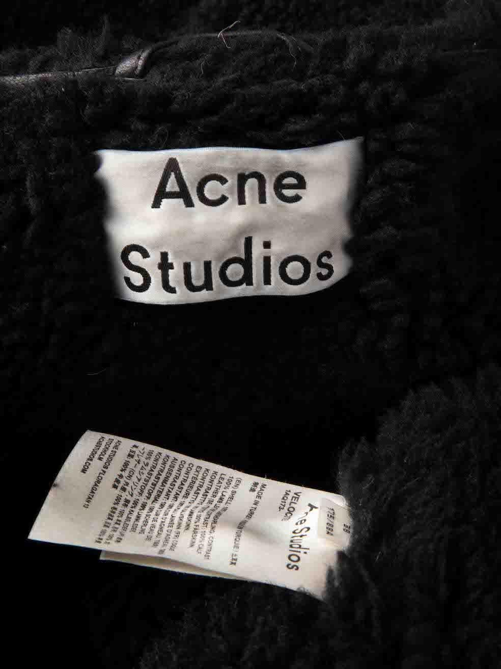 Acne Studios Black Leather Shearling Biker Jacket Size M For Sale 3
