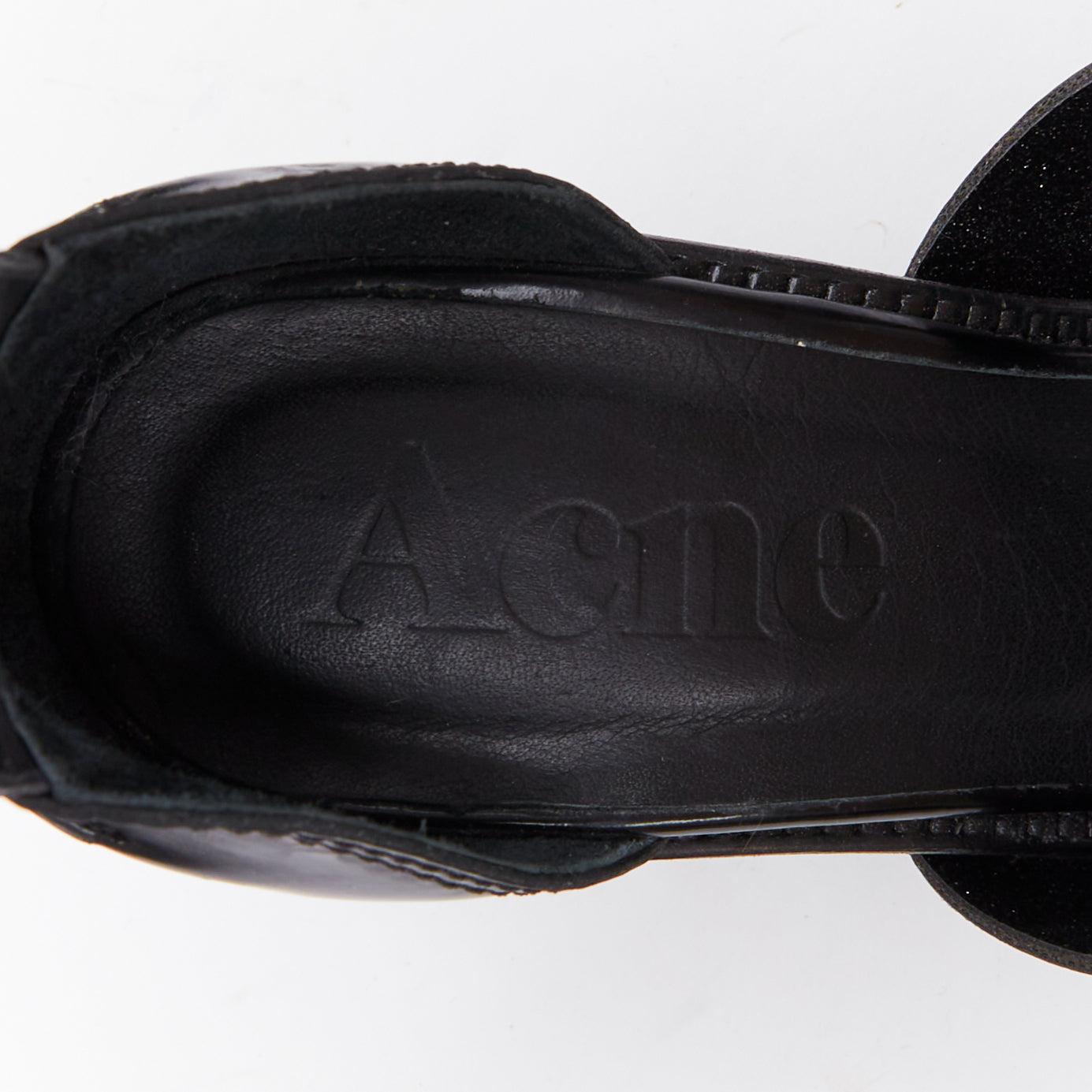 ACNE STUDIOS black leather silver buckle deconstructed high heel sandals EU37 For Sale 4