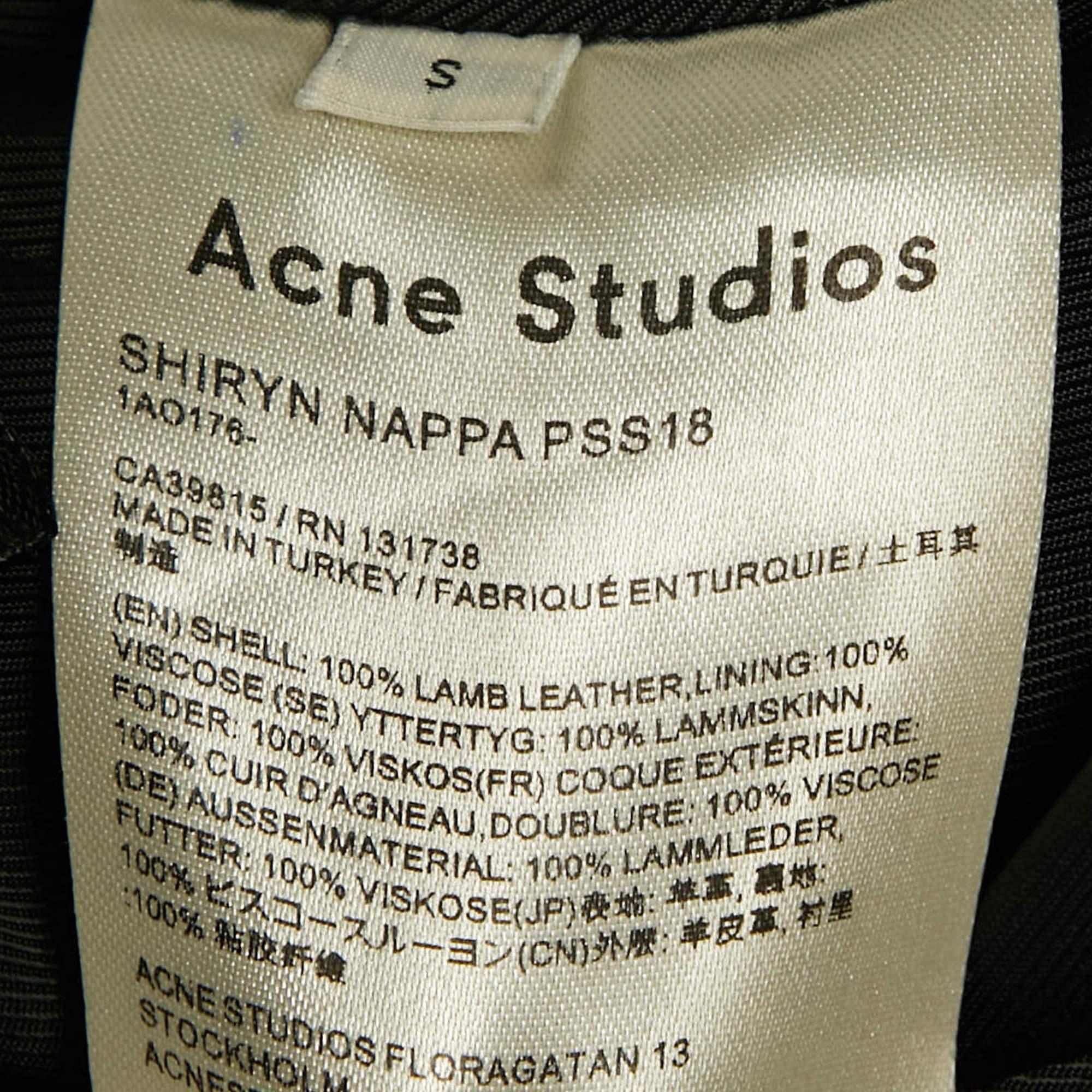 Acne Studios Black Leather Studded Mini Wrap Skirt S For Sale 1