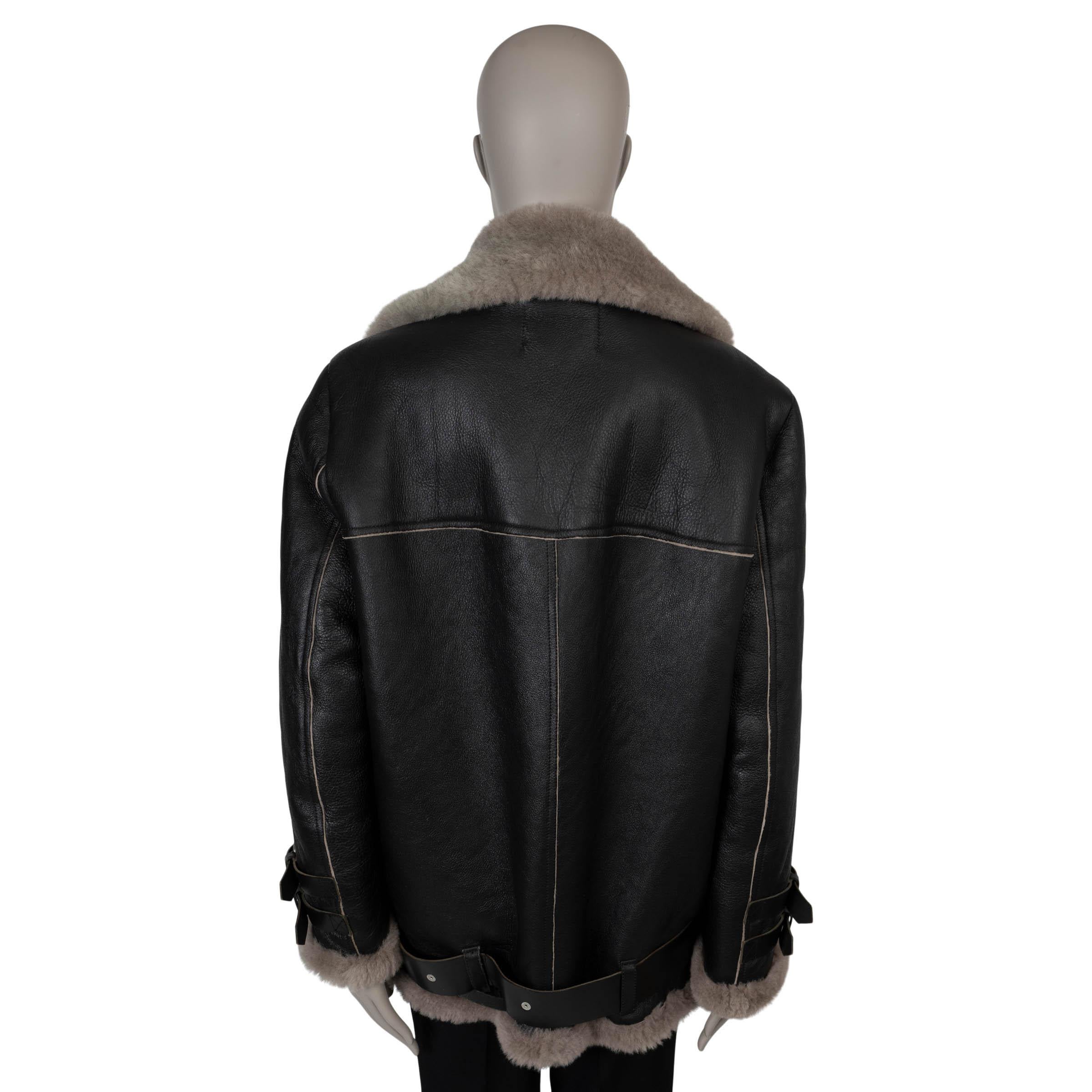 Black ACNE STUDIOS black leather VELOCITY OVERSIZED SHEARLING Jacket 38 S