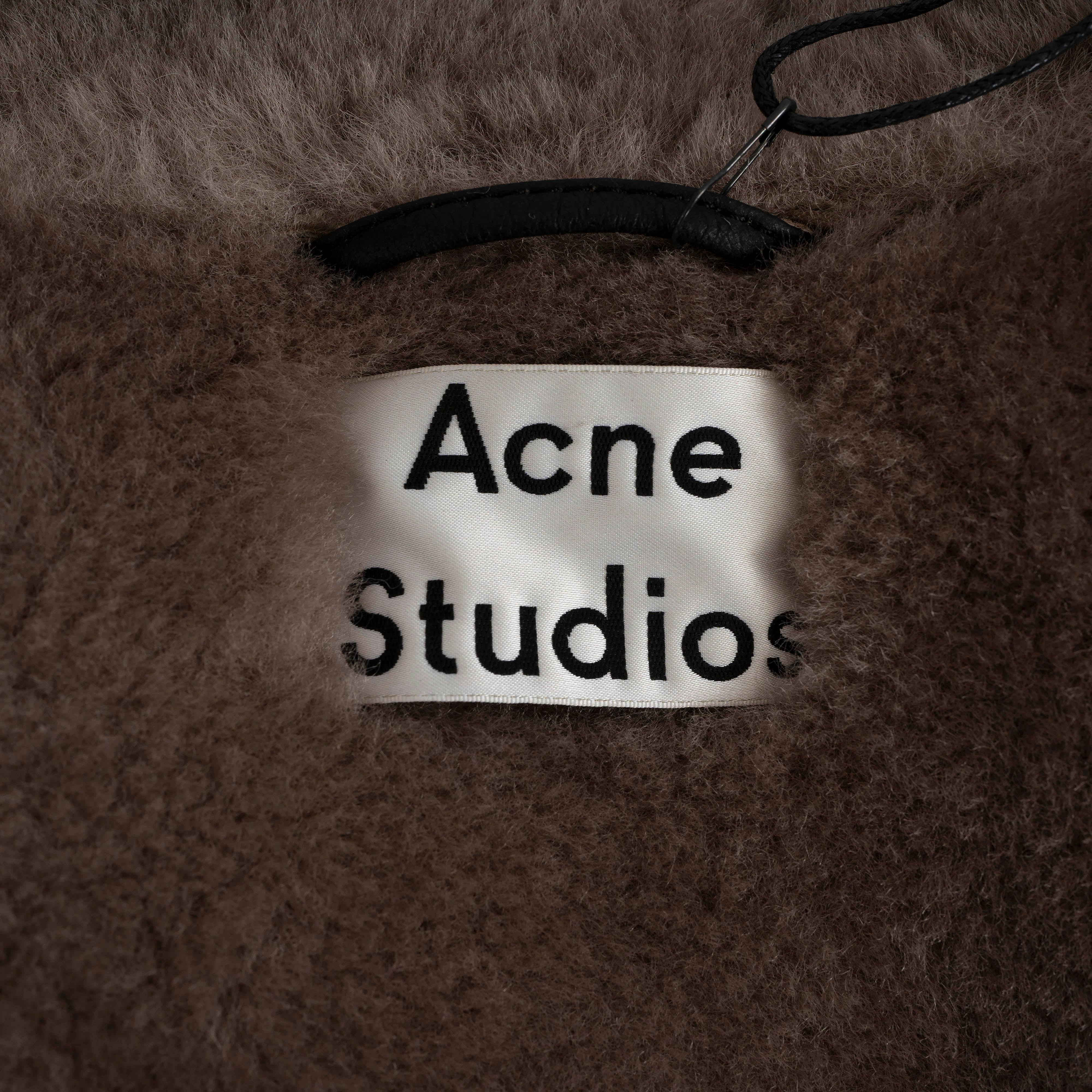 ACNE STUDIOS black leather VELOCITY OVERSIZED SHEARLING Jacket 38 S 2