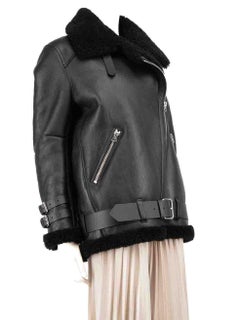 Acne Studios Black Shearling Leather Jacket Size S