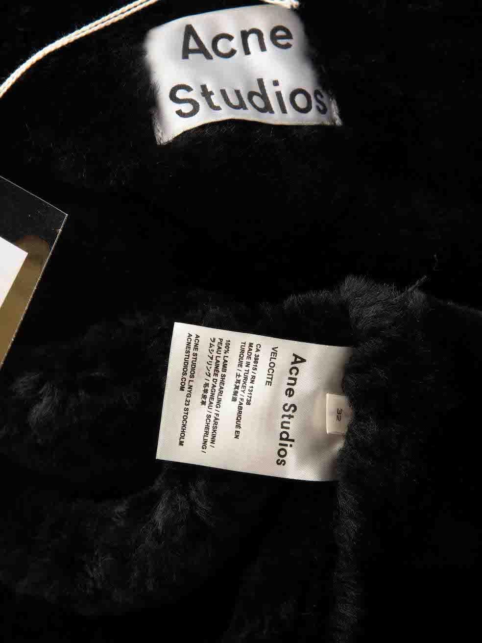 Acne Studios Black Shearling Lined Leather Jacket Size XXS 3
