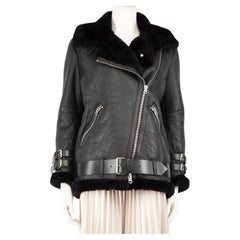 Acne Studios Black Shearling Lined Leather Jacket Size XXS