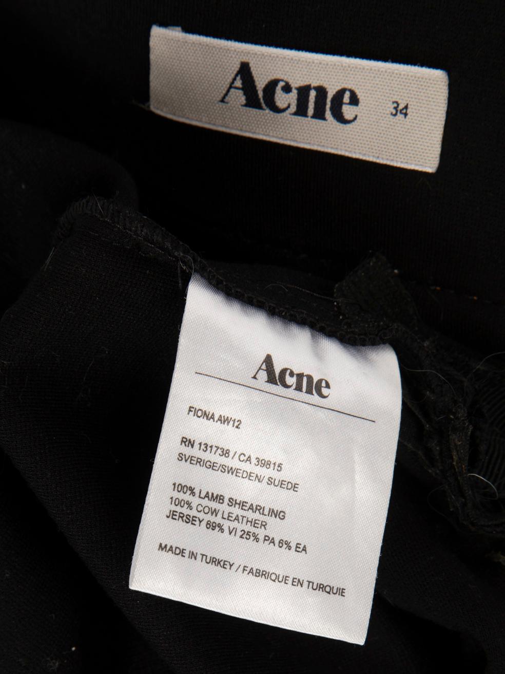 Acne Studios Black Shearling Trim Waist Mini Skirt Size XS For Sale 5