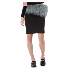 Studio A: minigonna nera in vita con bordi in shearling taglia XS