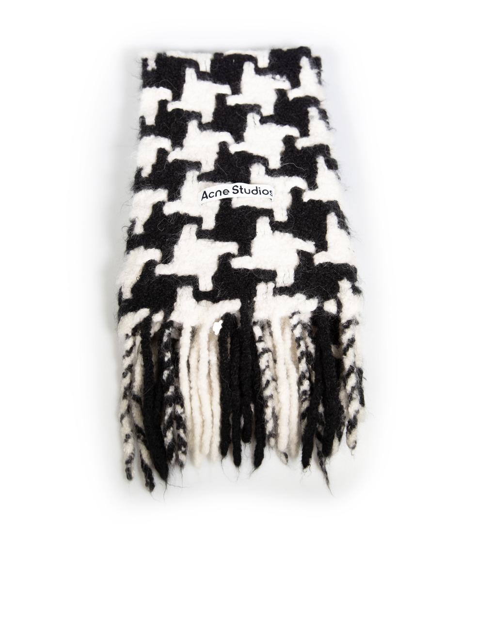 Beige Acne Studios Black & White Wool Houndstooth Scarf