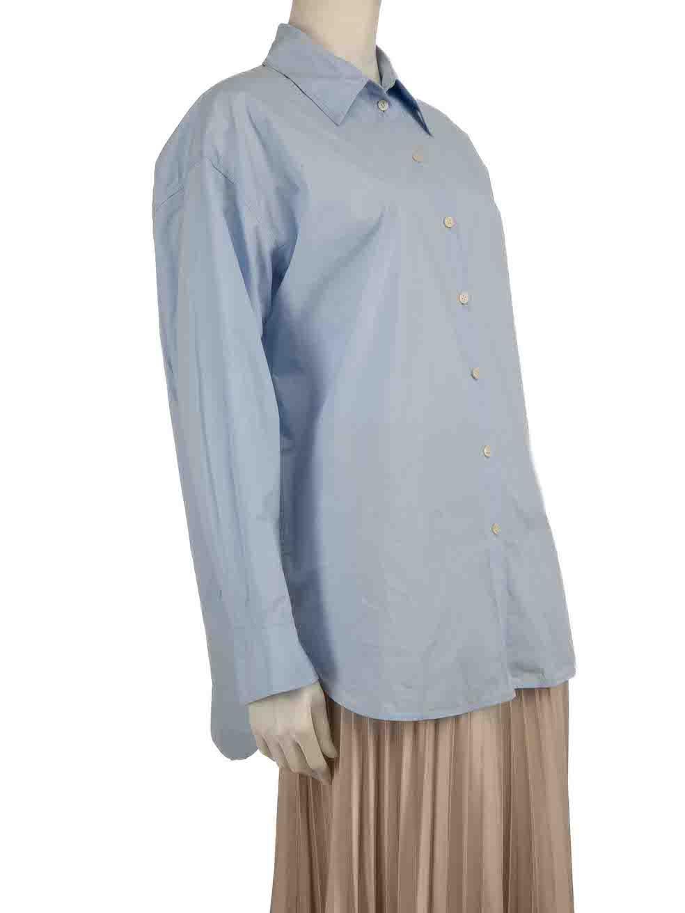 CONDITION is Very good. Hardly any visible wear to shirt is evident on this used Acne Studios designer resale item.
 
 
 
 Details
 
 
 Blue
 
 Cotton
 
 Shirt
 
 Button up fastening
 
 Long sleeves
 
 Buttoned cuffs
 
 
 
 
 
 Made in China
 
 
 
