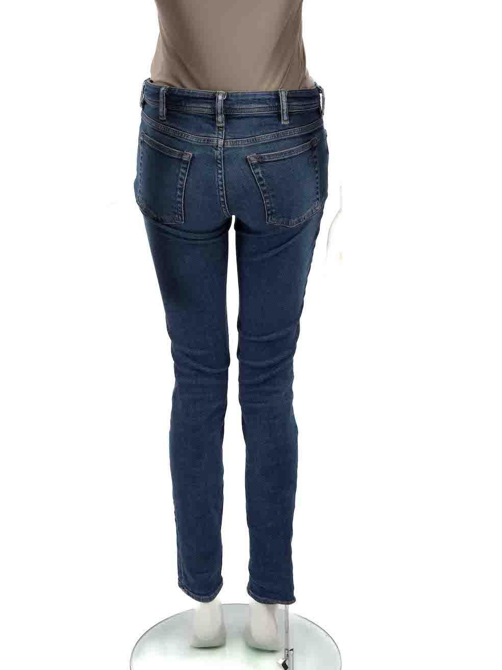 Acne Studios Blue Denim Low-Rise Skinny Jeans Size M In Excellent Condition For Sale In London, GB