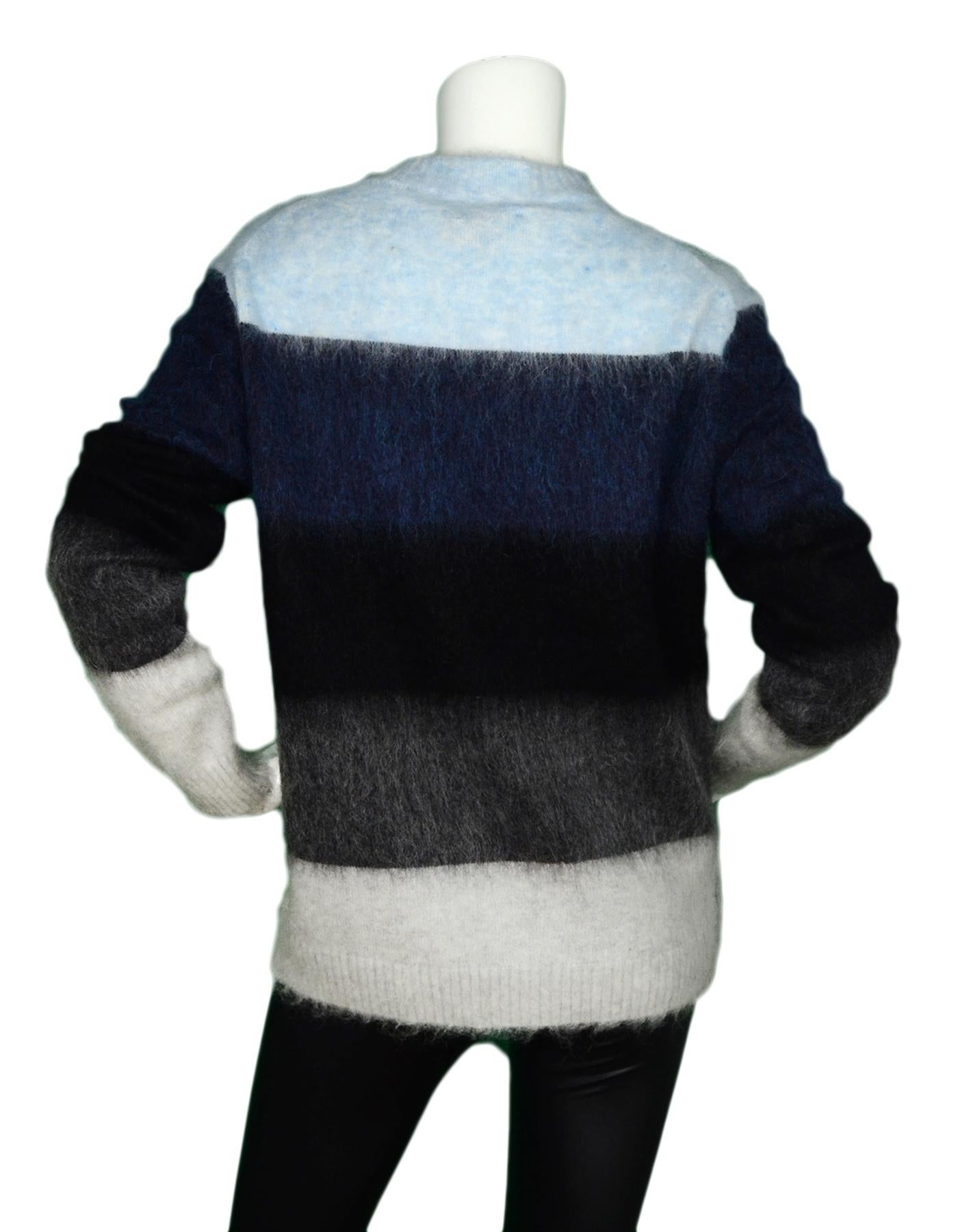 ACNE Studios Blue/Grey/Black Striped Long Sleeve Mohair Sweater NWT Sz XXS  For Sale at 1stDibs