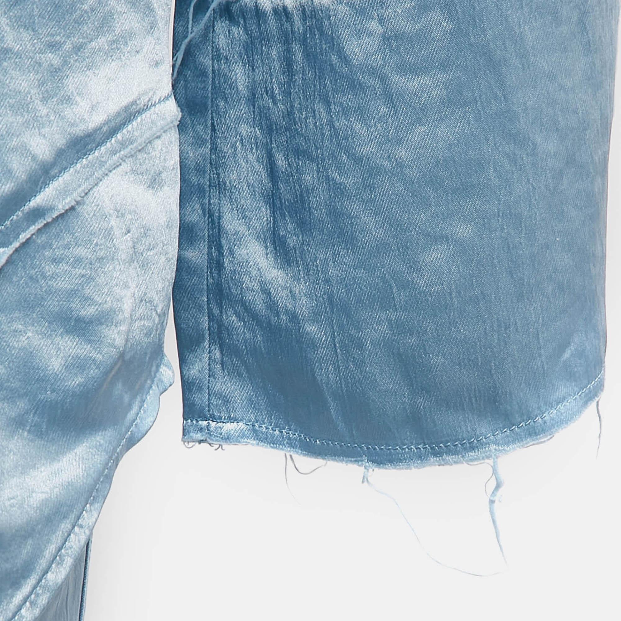 Women's Acne Studios Blue Satin Pame Fluid Shirt and Trousers Set S