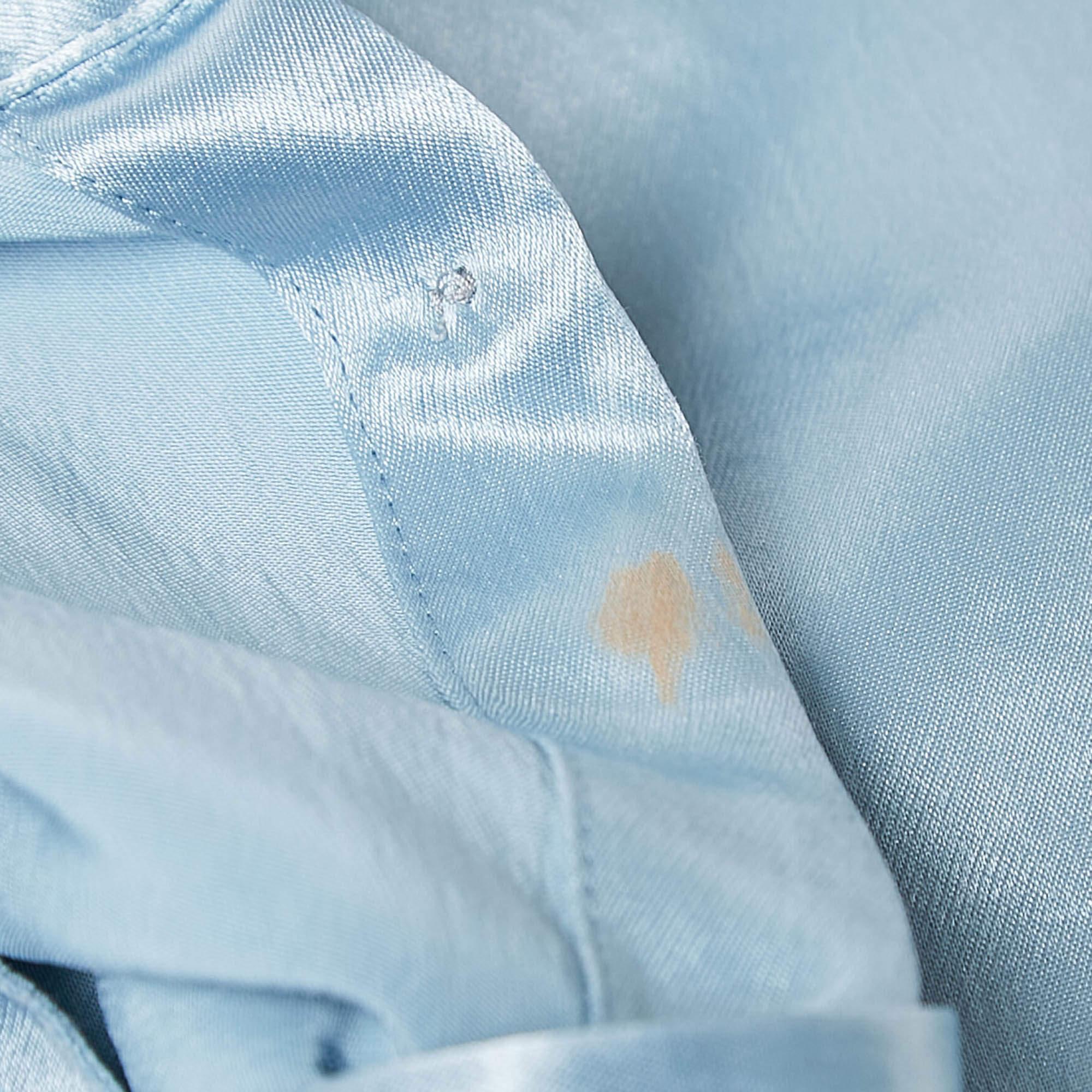 Acne Studios Blue Satin Pame Fluid Shirt and Trousers Set S 2