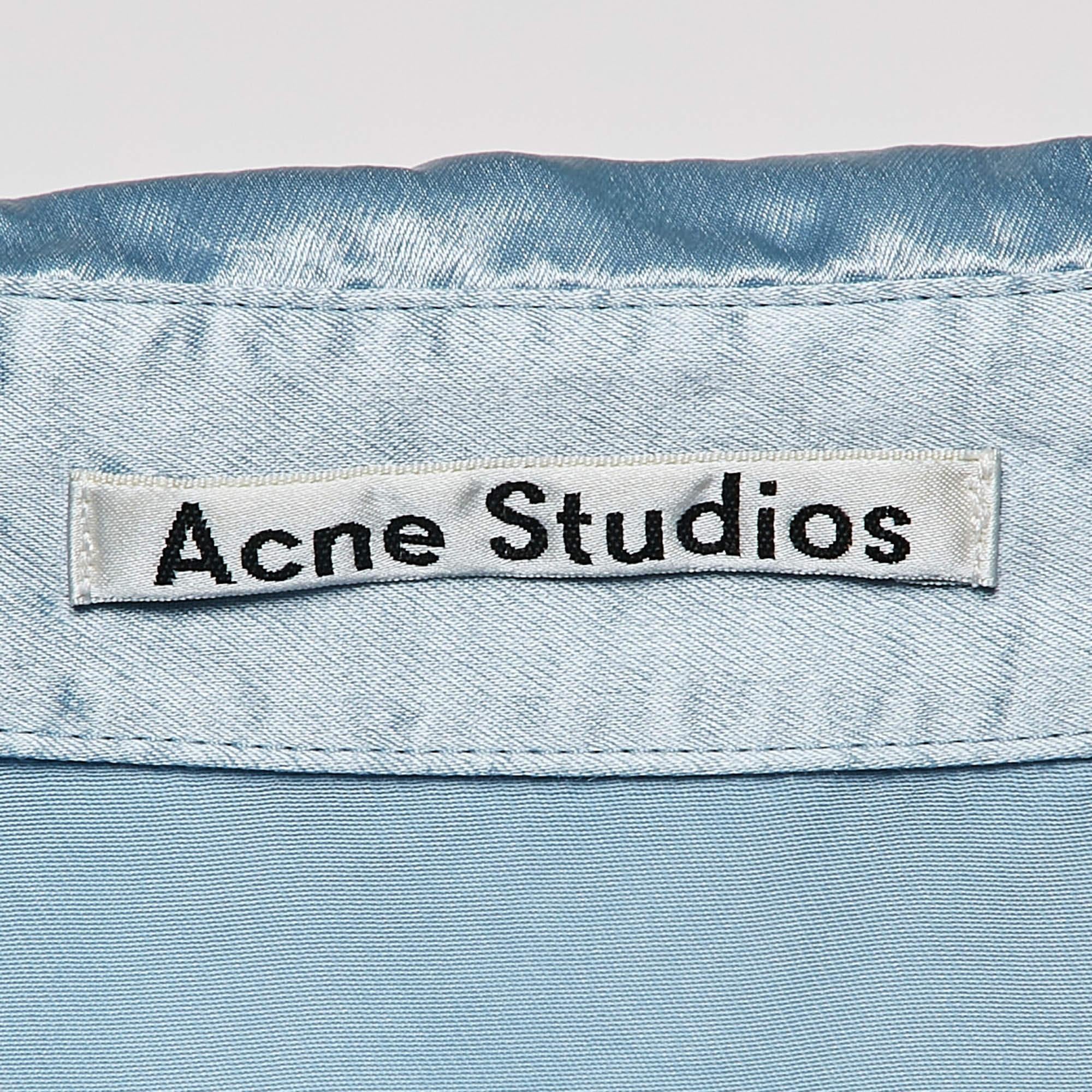 Acne Studios Blue Satin Pame Fluid Shirt and Trousers Set S 3