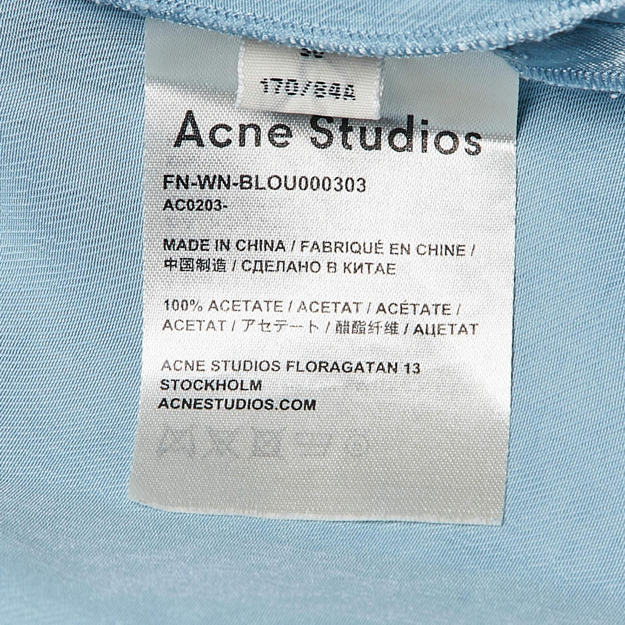 Acne Studios Blue Satin Pame Fluid Shirt and Trousers Set S 4