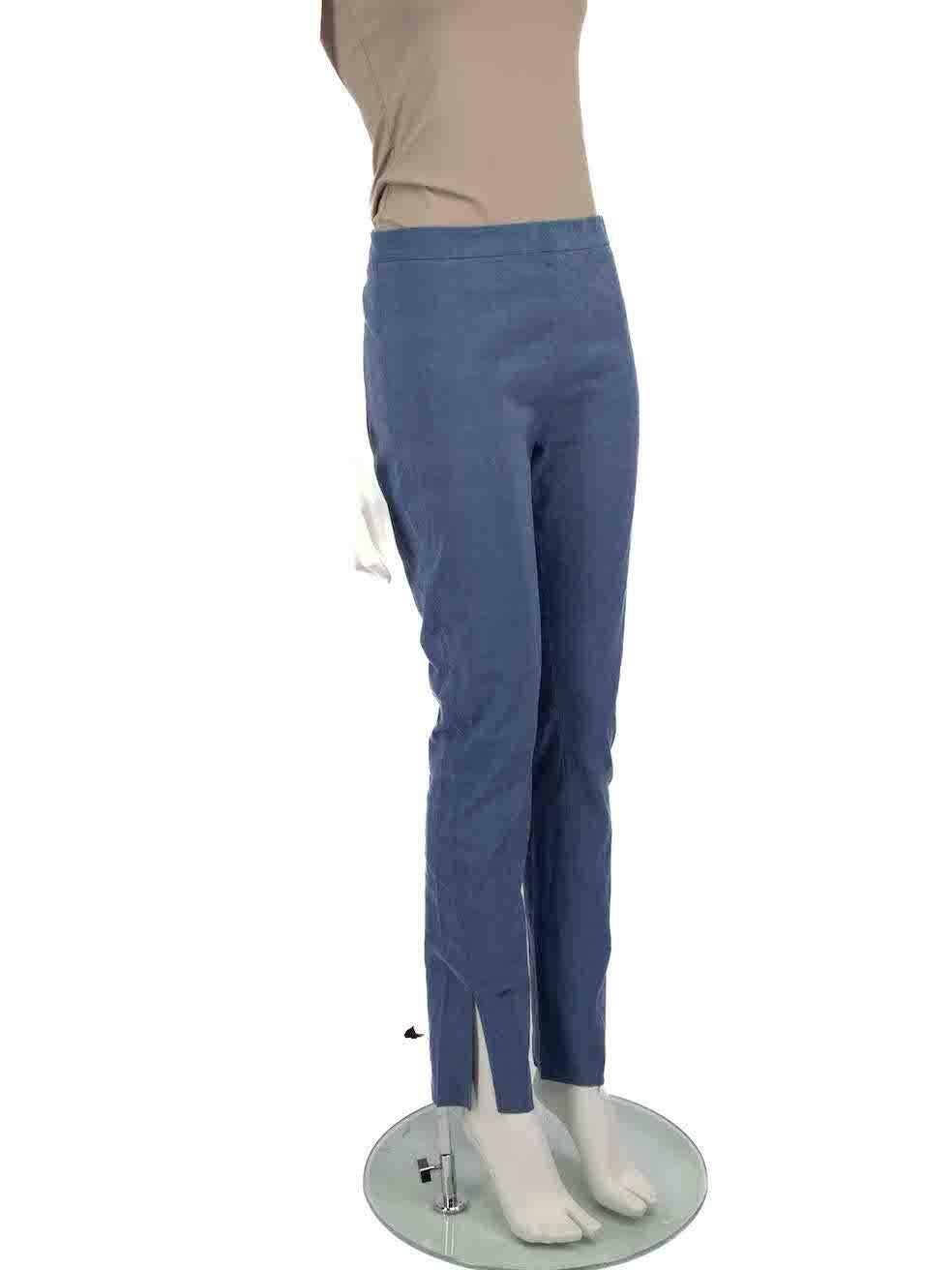 CONDITION is Very good. Hardly any visible wear to trousers is evident on this used Acne Studios designer resale item.
 
 
 
 Details
 
 
 Blue
 
 Viscose
 
 Trousers
 
 Slim fit
 
 Mid rise
 
 Side zip and hook fastening
 
 
 
 
 
 Made in