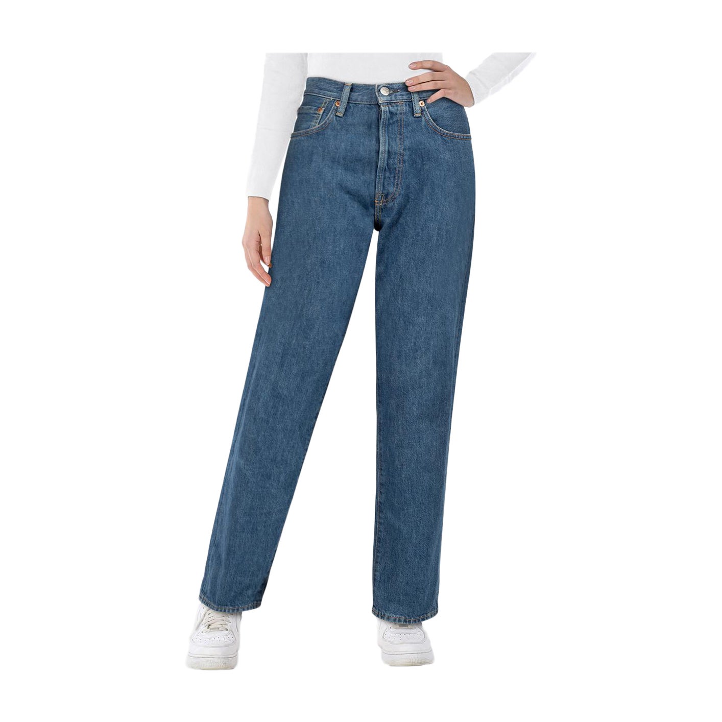 Acne Studios Blue Straight High Rise Denim Jeans Size L